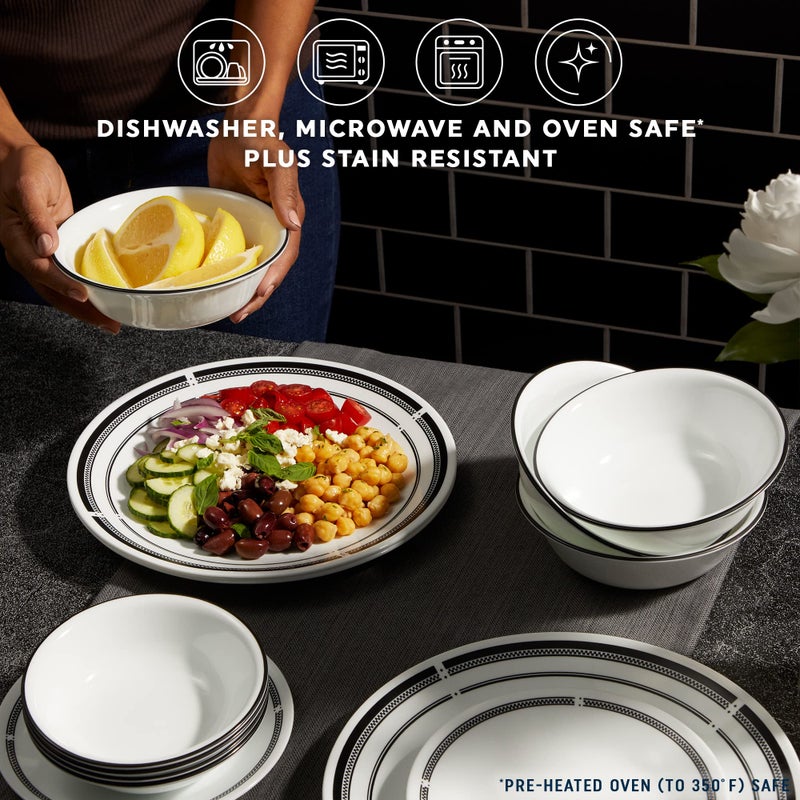 Corelle Corelle 18-Piece Round Dinnerware Set  Service for 6  Lightweight Round Plates and Bowls Set  Vitrelle Triple Layer Glass  Chip and Scratch Resistant  Microwave and Dishwasher Safe  Brasserie - Image 3