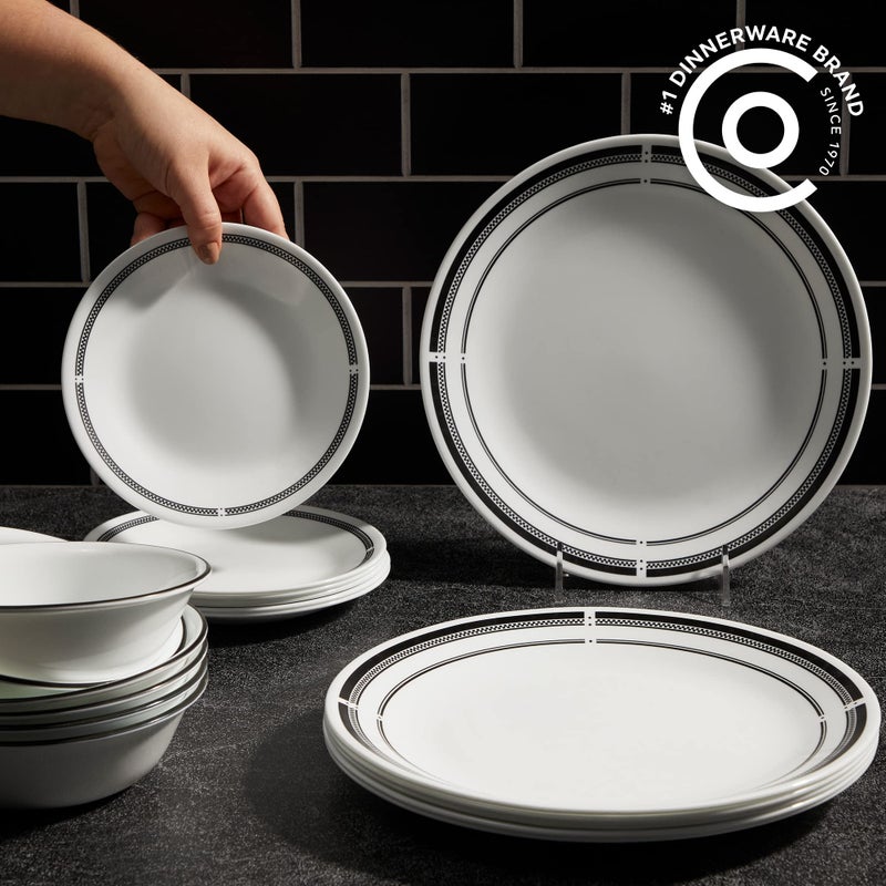 Corelle Corelle 18-Piece Round Dinnerware Set  Service for 6  Lightweight Round Plates and Bowls Set  Vitrelle Triple Layer Glass  Chip and Scratch Resistant  Microwave and Dishwasher Safe  Brasserie - Image 2