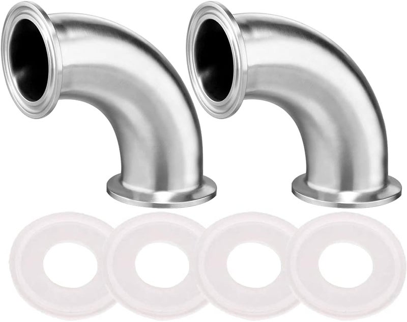 Elbow 90 Degree 2" Tube OD Stainless Steel 2" Tri Clamp Sanitary Pipe Fitting (Ferrule OD 64mm, Pack of 2)