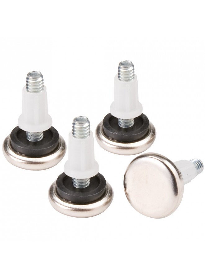 SoftTouch 1 1/16" Round Adjustable Screw-in Leveling Furniture Glides for Wooden Furniture, Chrome (4 Pack) - Image 1
