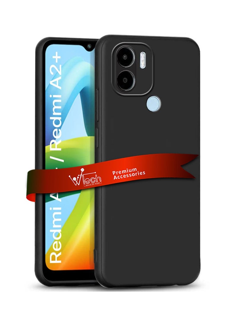 دبليو تيك - غطاء حماية من السيليكون السائل الناعم لهاتف Xiaomi Redmi A2+ / A2 Plus 4G 2023 / A1+ / A1 Plus 4G 2022 أسود - Image 1