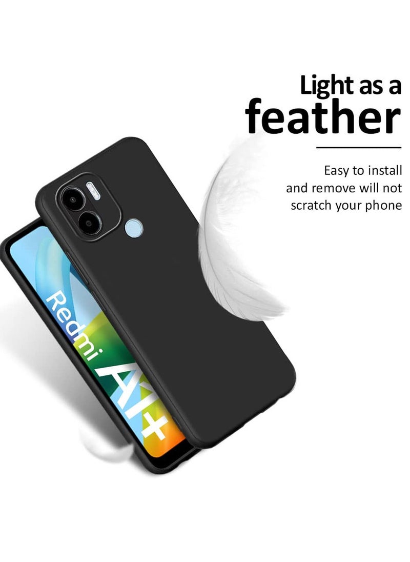 دبليو تيك - غطاء حماية من السيليكون السائل الناعم لهاتف Xiaomi Redmi A2+ / A2 Plus 4G 2023 / A1+ / A1 Plus 4G 2022 أسود - Image 1