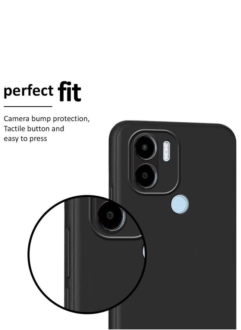 دبليو تيك - غطاء حماية من السيليكون السائل الناعم لهاتف Xiaomi Redmi A2+ / A2 Plus 4G 2023 / A1+ / A1 Plus 4G 2022 أسود - Image 1