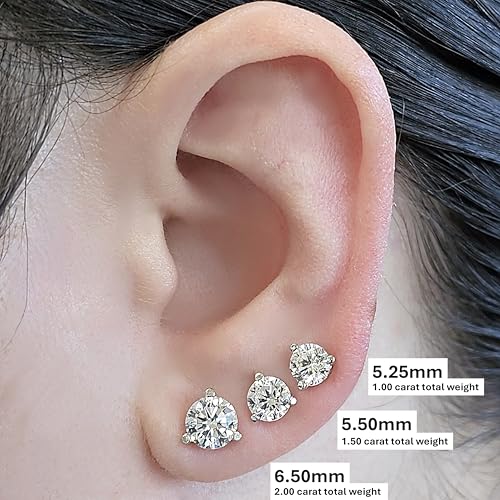 Central Diamond Center مركز الماس المركزي أقراط دراسات مارتيني من الذهب عيار 14 قيراط وفضة استرلينية مصنوعة من زيركونيا سواروفسكي 3 برونغ - مطلية بالذهب الوردي 6.50 مم 2.00 قيراط - Image 3