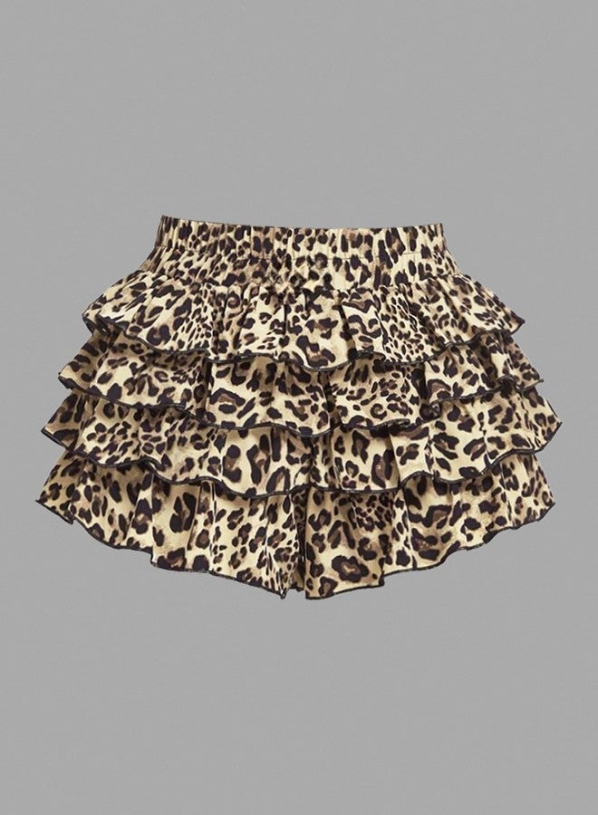 xueteox Summer Outfits for Girl 2 Piece, Bow Graphic Tees and Leopard Short Skirt Fashion Casual Clothing, White, 11Y - Image 3