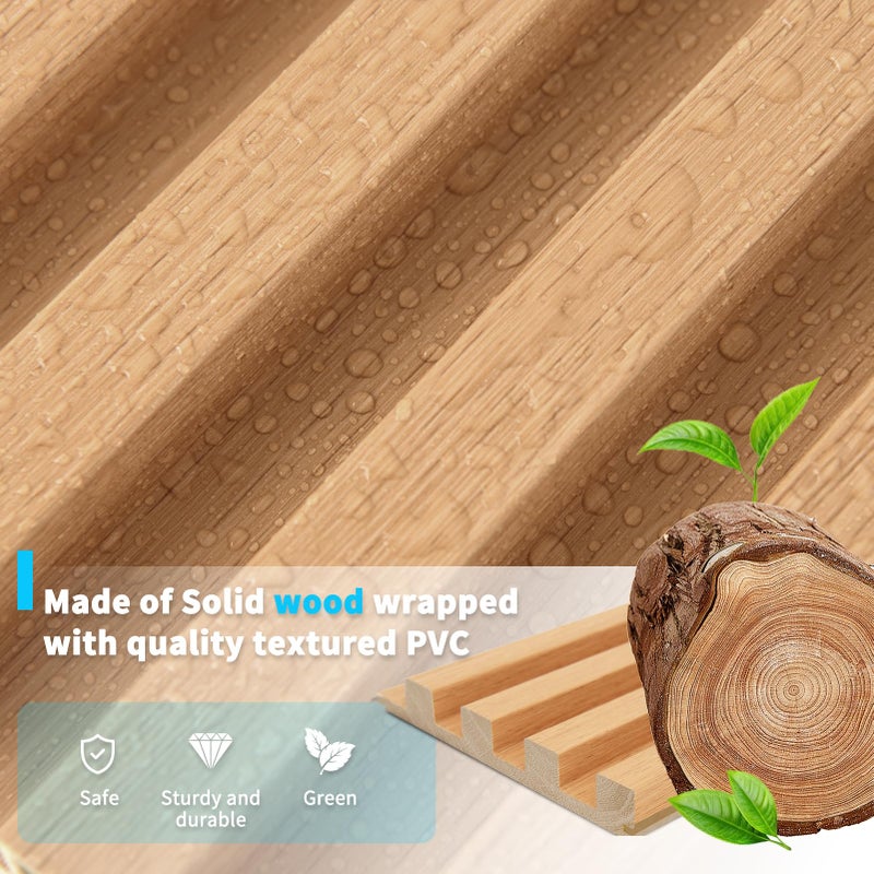 Art3d Slat Wood Wall Paneling for Interior and Ceiling Decoration - Pack of 4pcs + 1pc End-Trim, Size 108 x 5.7in.- Oak - Image 2