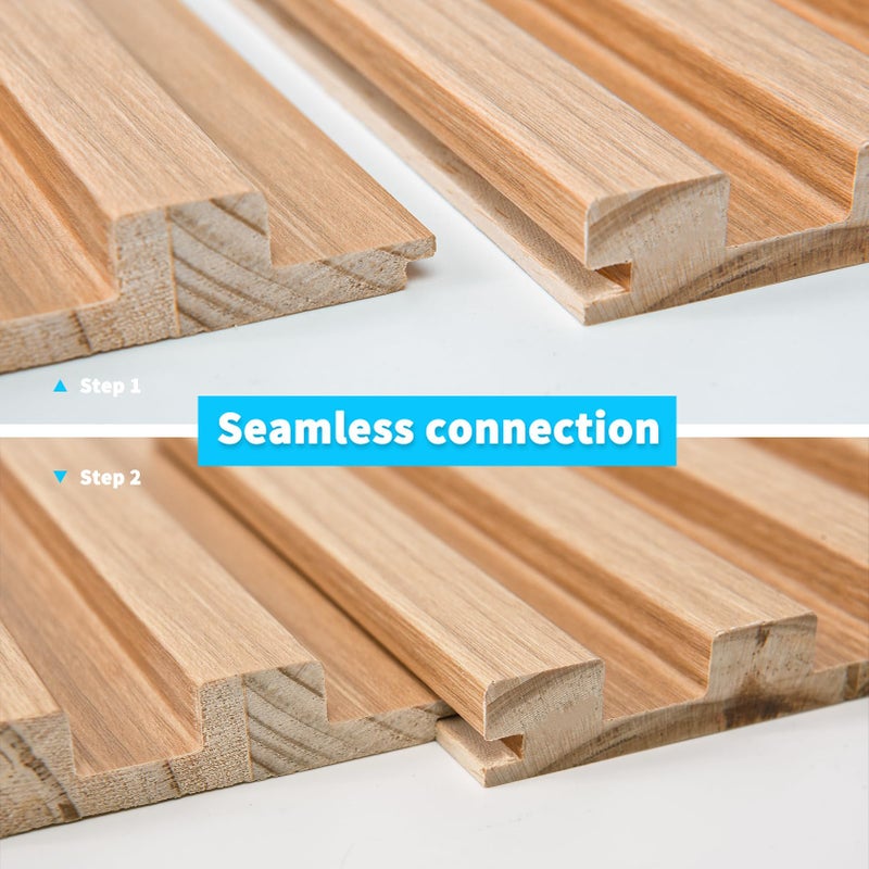 Art3d Slat Wood Wall Paneling for Interior and Ceiling Decoration - Pack of 4pcs + 1pc End-Trim, Size 108 x 5.7in.- Oak - Image 3