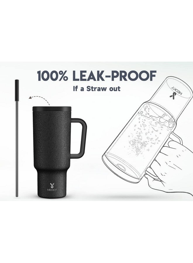 Meoky 40oz Tumbler with Handle, Leak-proof Lid and Straw, Insulated Coffee Mug Stainless Steel Travel Mug, Keeps Cold for 34 Hours or Hot for 10 Hours (Night) - Image 2