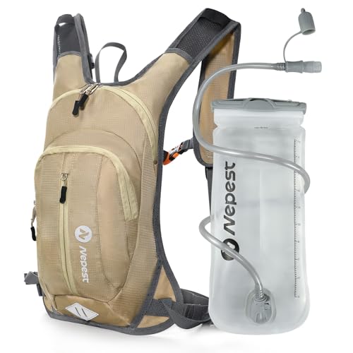 Nepest Hydration Pack Backpack with 2L Water Bladder Lightweight Water Backpack for Hiking Running Biking Khaki - Image 1