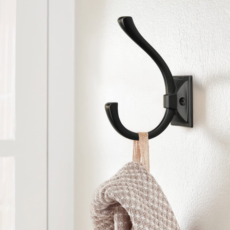 TUNNY 5 Pack Antique Design Wall Hanging Coat Hooks - Matte Black Coat Hooks Towel Hook for Entry Shoe Cabinet, Wardrobe Bathroom Bedroom Furniture Hardware - Image 4