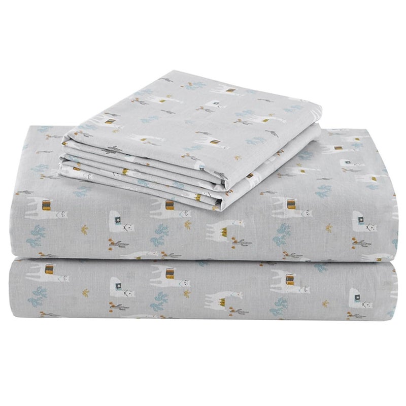 Comfort Spaces 100% Cotton Sheet Set Breathable, Lightweight, Soft with 14" Elastic Pocket Fits up to 16" Mattress, All Season Cozy Bedding, Matching Pillow Case, King Lama Multi 4 Piece - Image 1