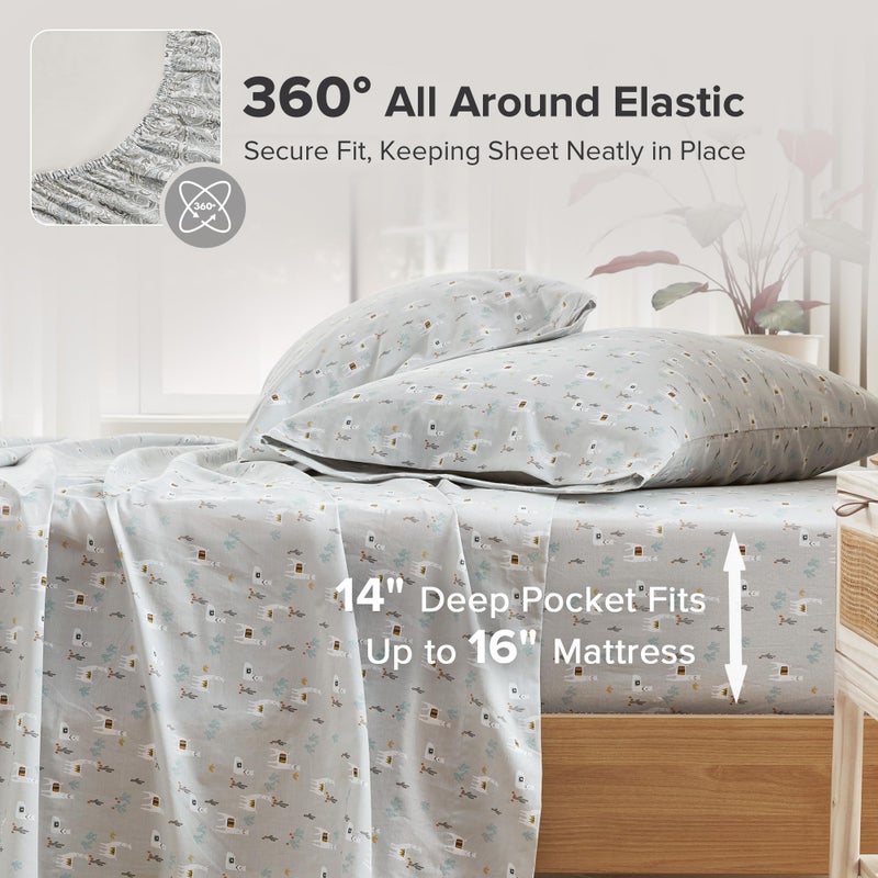 Comfort Spaces 100% Cotton Sheet Set Breathable, Lightweight, Soft with 14" Elastic Pocket Fits up to 16" Mattress, All Season Cozy Bedding, Matching Pillow Case, King Lama Multi 4 Piece - Image 2