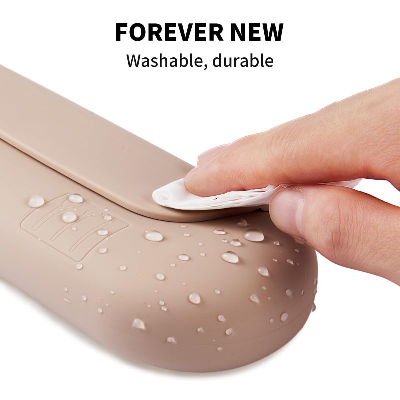 AGIKET 2 IN 1 Silicone Makeup Brush Holder with Beauty Make Up Sponge Holder Caseï¼šSoft Portable Cosmetic Face Brushes Holder with Upgrade Anti-Fall Out Magnetic Closure - Walnut - Image 5