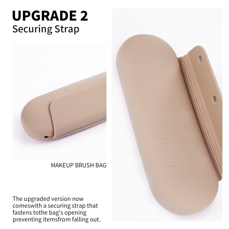 AGIKET 2 IN 1 Silicone Makeup Brush Holder with Beauty Make Up Sponge Holder Caseï¼šSoft Portable Cosmetic Face Brushes Holder with Upgrade Anti-Fall Out Magnetic Closure - Walnut - Image 3