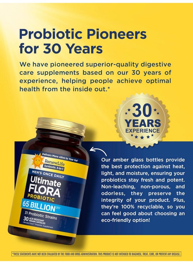 Renew Life بروبيوتيك رينيو لايف الترا فلورا للرجال 65 مليار CFU كبسولات نباتية بطيئة الإطلاق | صحة الجهاز الهضمي | صحة المناعة | خالية من الألبان | 30 حبة - Image 5