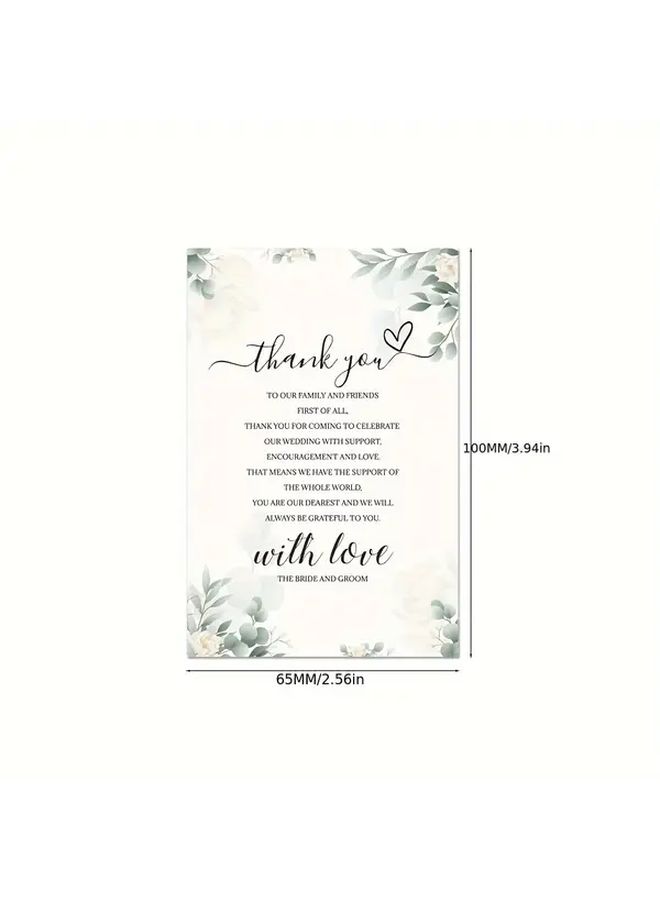 50pcs Floral Matte Thank You Cards with Pastel Pink Blue Flowers Wedding Event - Image 2