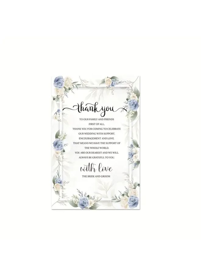 50pcs Floral Matte Thank You Cards with Pastel Pink Blue Flowers Wedding Event - Image 5