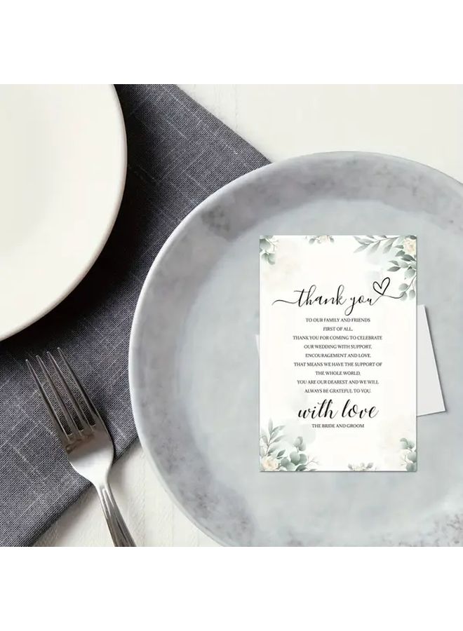 50pcs Floral Matte Thank You Cards with Pastel Pink Blue Flowers Wedding Event - Image 3