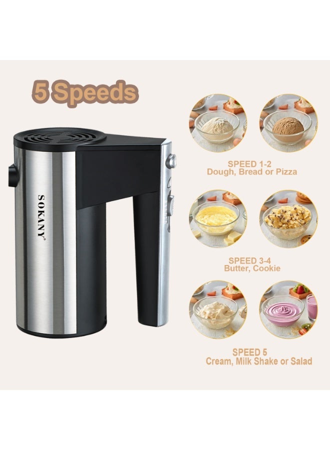 سوكاني 5 سرعة الخلاط اليدوي الكهربائي, الخلاط اليدوي التلقائي بالكامل, بيض ضارب, الخلاط اليومي, مع الخطاف والضارب, - Image 2