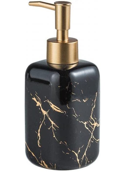 FabSeasons - FabSeasons Ceramic Soap Dispenser With Pump, Italian Marble Pattern Dispensar Bottle Used In Hotels, B&B'S & Homes-Kitchen & Bathroom, Black - Image 1