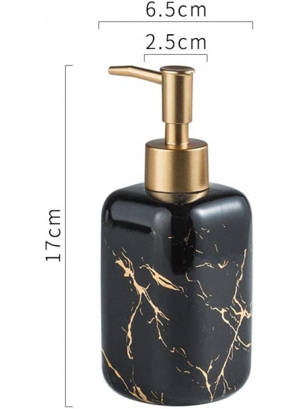 FabSeasons - FabSeasons Ceramic Soap Dispenser With Pump, Italian Marble Pattern Dispensar Bottle Used In Hotels, B&B'S & Homes-Kitchen & Bathroom, Black - Image 1