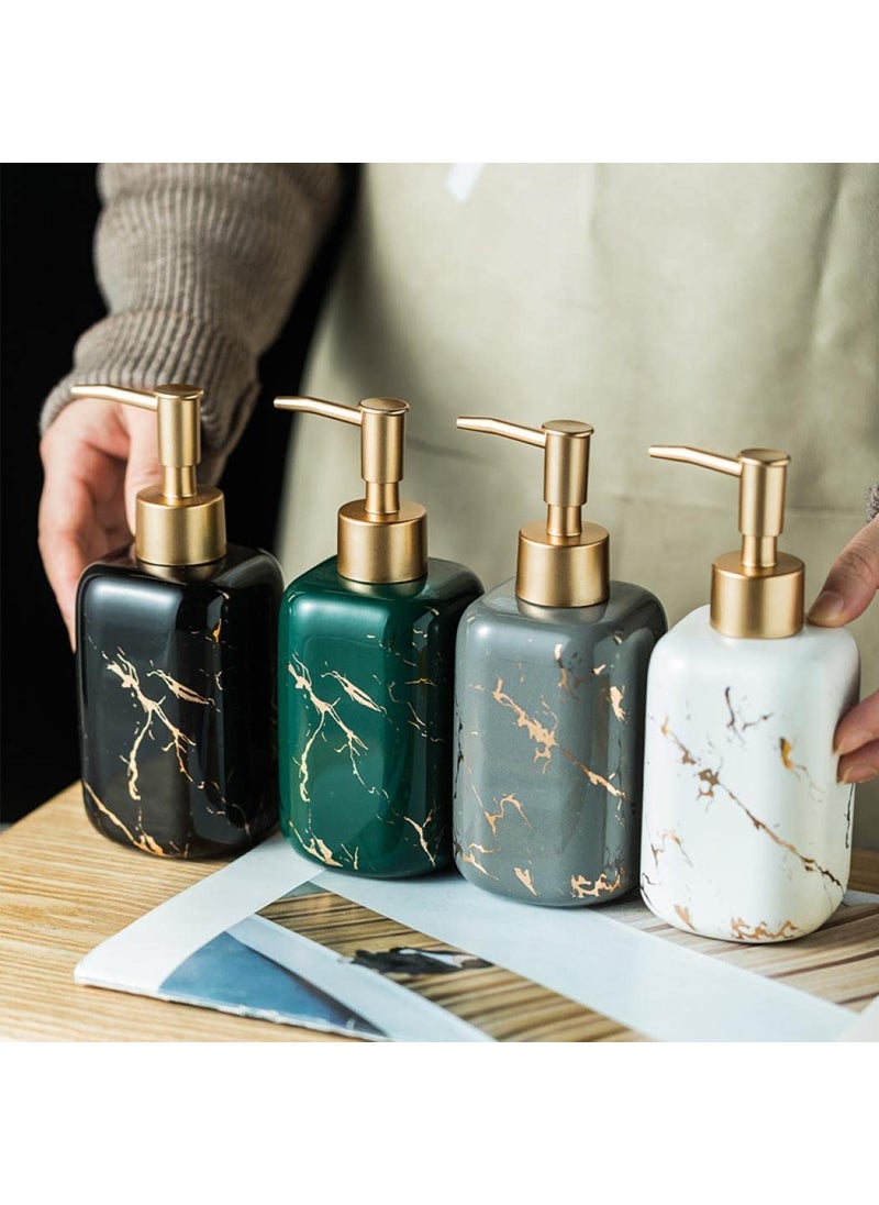 FabSeasons - FabSeasons Ceramic Soap Dispenser With Pump, Italian Marble Pattern Dispensar Bottle Used In Hotels, B&B'S & Homes-Kitchen & Bathroom, Black - Image 1