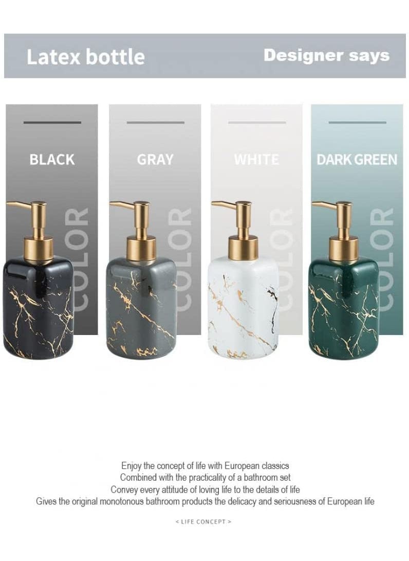 FabSeasons - FabSeasons Ceramic Soap Dispenser With Pump, Italian Marble Pattern Dispensar Bottle Used In Hotels, B&B'S & Homes-Kitchen & Bathroom, Black - Image 1