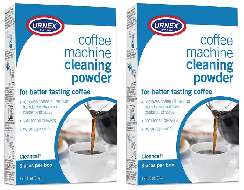 Urnex Coffee Maker and Espresso Machine Cleaner Cleancaf Powder - 2 Pack (6 Packets) - Safe on Delonghi Ninja Hamilton Beach Mr Coffee Braun and More - Image 1