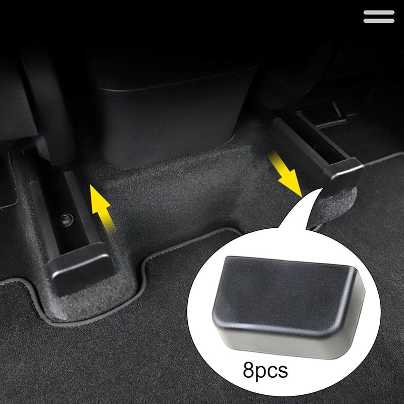 كلاراكو مجموعة قضبان انزلاق المقعد الخلفي ومقابس مضادة للركل لسيارة Tesla Model Y Model 3، بلاستيك ABS، تركيب بسيط للمقعد الخلفي، 8 قطع - Image 4