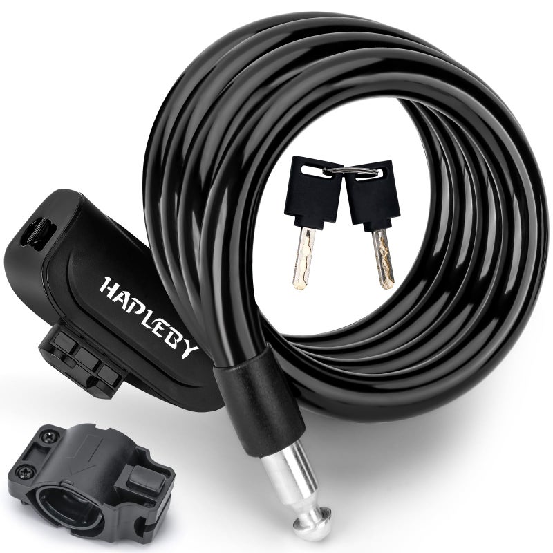 Hapleby Premium Bike Lock with 2pcs Keys, Professional Bike Cable Lock of 4 Feet, Heavy Duty Bicycle Lock Cable for Strong Anti-Theft, Come with 1PCS Mounting Bracket - Image 1