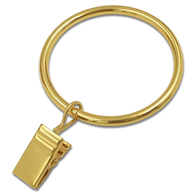 WeeksEight 20 Pack Gold Curtain Rings with Clips Curtain Hooks Hangers Clip Rings for Hanging Drapes Bows Hat Drapery Rings 177 in I D Fits up to 15 in Diameter Curtain Rod
