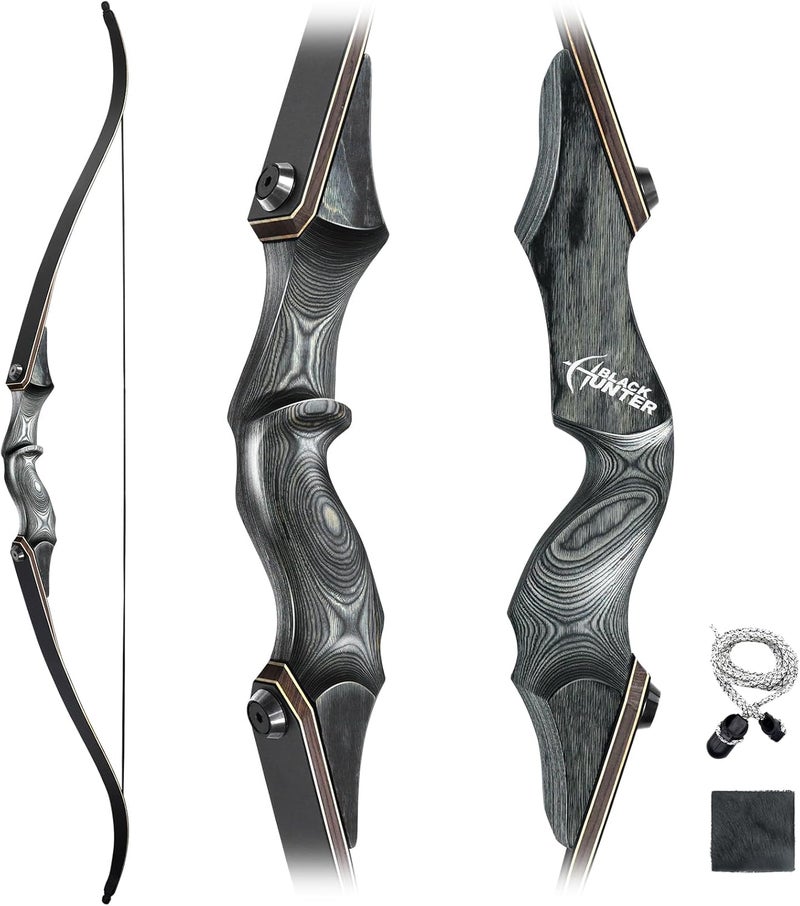 Obert Original Black Hunter Takedown Recurve Bow 60inch with Bamboo Core Limbs Archery Hunting Target Practice - Image 1