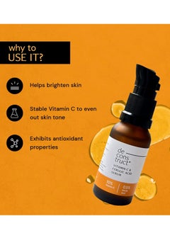 ديكونستركت سيروم للوجه ديكونستركت 10% سيروم للوجه غير مهيج لفيتامين سي لبشرة متوهجة |10% فيتامين سي + 0.5% حمض الفيروليك |سيروم للوجه يحتوي على الماء سيروم فيتامين سي عالي الثبات للنساء والرجال |مناسب للمبتدئين |20 مل  - Image 5