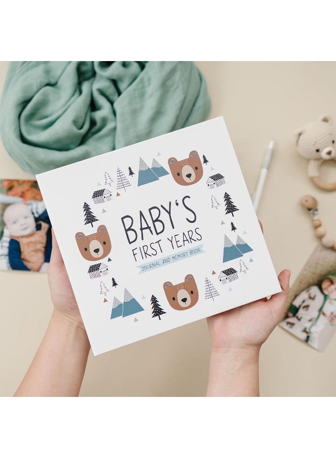 Pondering Pine Baby Journal Memory Book for Boys or Girls - Baby Scrapbook Album for First 5 Years - Gender Neutral Baby Milestone Book - Keepsake for Baby Photos, Hardcover, Baby Bear - Image 2