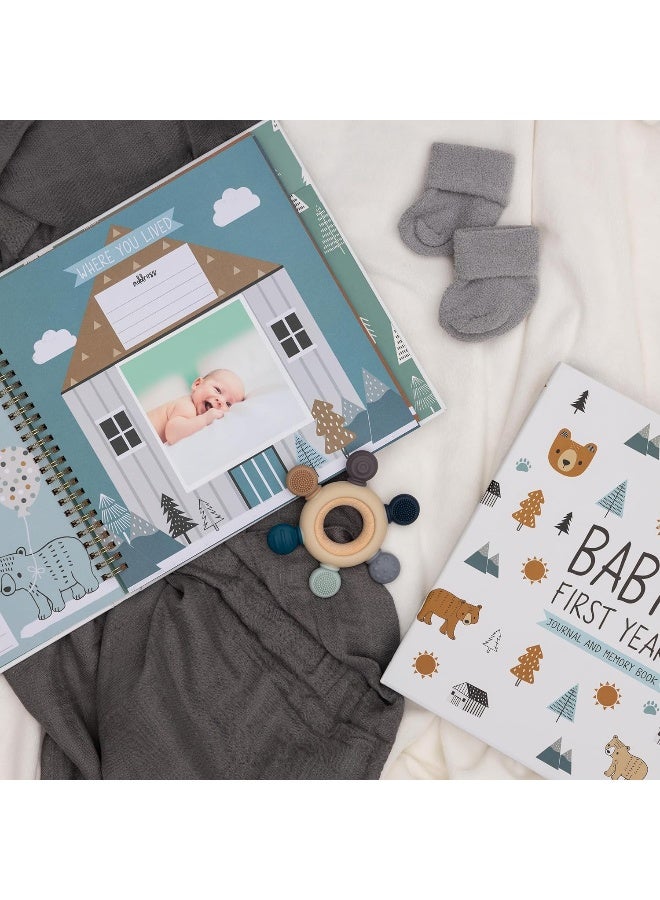 Pondering Pine Baby Journal Memory Book for Boys or Girls - Baby Scrapbook Album for First 5 Years - Gender Neutral Baby Milestone Book - Keepsake for Baby Photos, Hardcover, Baby Bear - Image 4