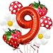 Corabsar Strawberry Balloons Ninth Birthday Decorations for Girl 40 Inch Mylar Red Number 9 Balloons Strawberry Balloon for Strawberry Birthday Decorations Strawberry Themed Party - Image 2