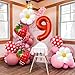 Corabsar Strawberry Balloons Ninth Birthday Decorations for Girl 40 Inch Mylar Red Number 9 Balloons Strawberry Balloon for Strawberry Birthday Decorations Strawberry Themed Party - Image 4