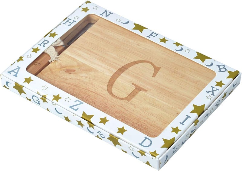 Miicol Wood Charcuterie Board, Monogram Cheese Board 10 Inch, Personalized Initial Cutting Board with Spreader, Unique Housewarming Gift, Ideal for Kitchen, Home, Letter G - Image 4