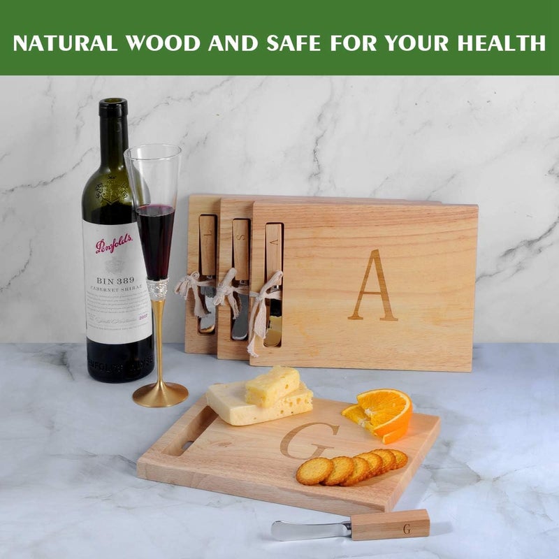 Miicol Wood Charcuterie Board, Monogram Cheese Board 10 Inch, Personalized Initial Cutting Board with Spreader, Unique Housewarming Gift, Ideal for Kitchen, Home, Letter G - Image 3