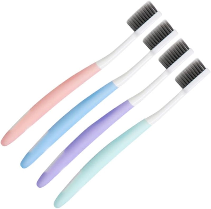 8 قطع فرشاة أسنان بالفحم بشعيرات ناعمة ومقبض من الخيزران الطبيعي للعناية بالفم ولثة صحية - Image 2