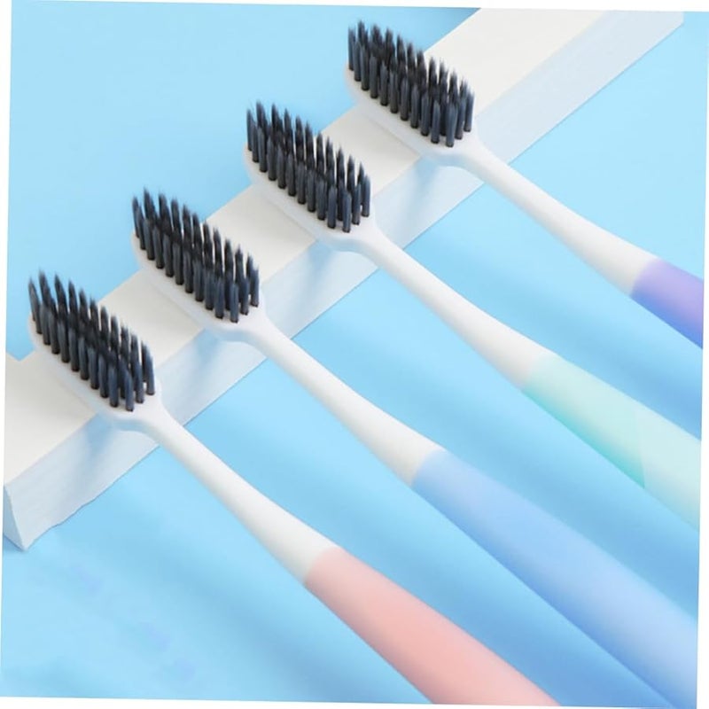 8 قطع فرشاة أسنان بالفحم بشعيرات ناعمة ومقبض من الخيزران الطبيعي للعناية بالفم ولثة صحية - Image 3