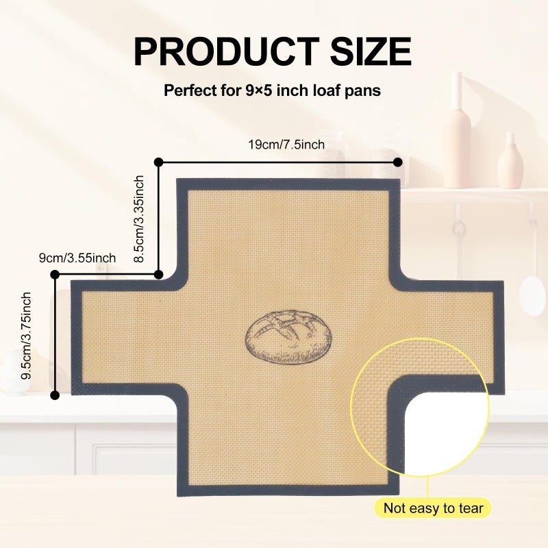 BERBAM 2 Pcs Thickened Silicone Bread loaf pan liners for baking bread 9x5ï¼ŒSilicone Baking Mat for 9x5 Inch Loaf Pan, Nonstick & Reusable, Easy to Clean, High-Temp Resistant (Black and Gray) - Image 2
