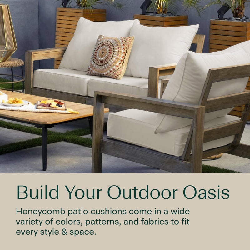 Honeycomb Outdoor Heritage Deep Seat, 24 x 23, Textured Solid Almond Chair Cushion with Removable Cover, for Patio Furniture - Image 3