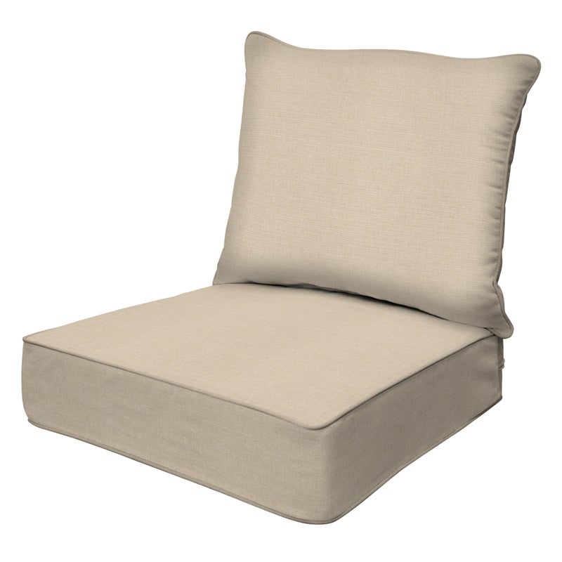 Honeycomb Outdoor Heritage Deep Seat, 24 x 23, Textured Solid Almond Chair Cushion with Removable Cover, for Patio Furniture - Image 1