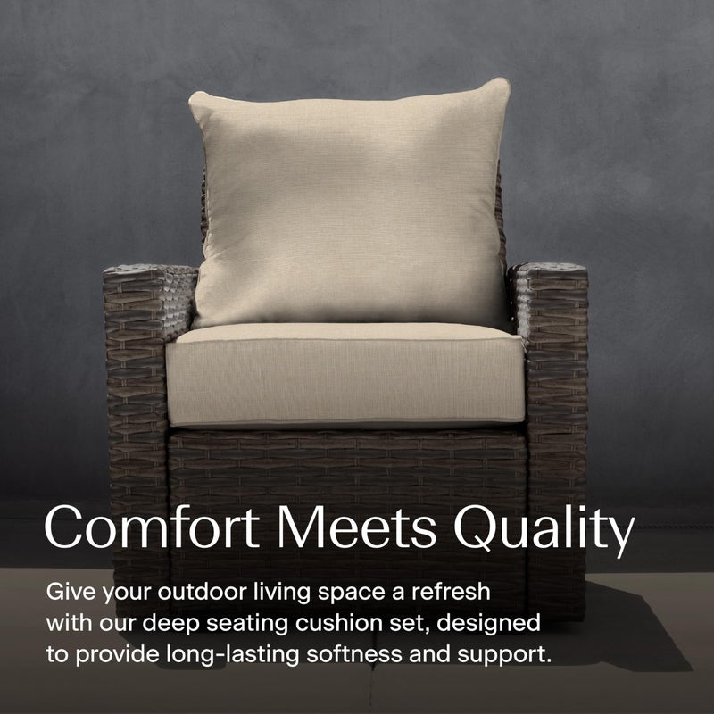 Honeycomb Outdoor Heritage Deep Seat, 24 x 23, Textured Solid Almond Chair Cushion with Removable Cover, for Patio Furniture - Image 2