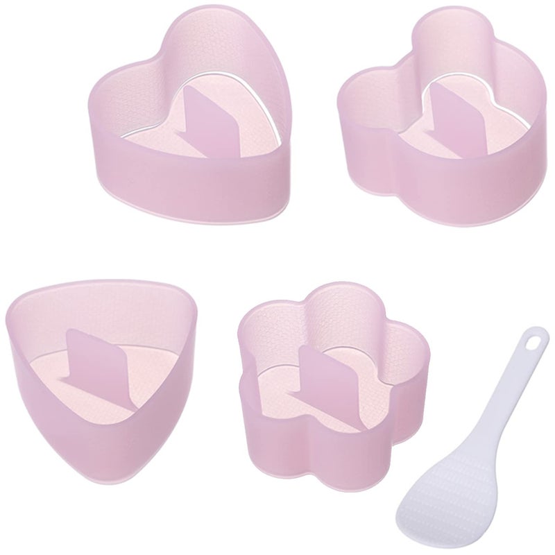 AYCCNH AYCCNH Non Stick Onigiri Mold Triangle Heart Bear and Plum Blossom Shaped Rice Ball Press Molds Creative Sushi Rice Making Kit With Small Rice Paddle 4 Pieces