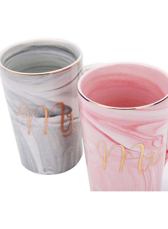 Yesland 13.5 Oz Mr and Mrs Coffee Mugs, Wedding Gifts for Couple/Bride and Groom, Ceramic Marble Cups for Bridal Shower Engagement Wedding, Married Couples Anniversary - Image 3