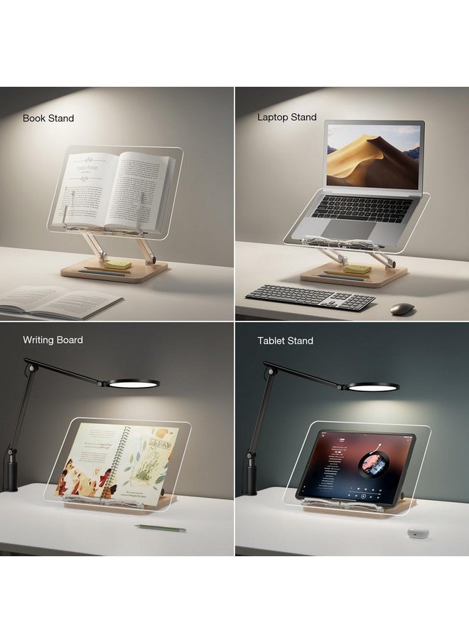 upergo - Able Acrylic Book Stand For Reading, Upergo Book Holder With Pen Slot, Foldable Desktop Riser For Laptop, Recipe, Textbook - Hands-Free,Cookbook Stand, Clear Design With Page Clips - Image 1