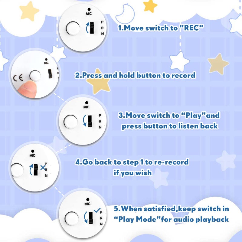 Handepo 6 Pcs White Sound Recorder Voice Recorder Music for Stuffed Animal, Toy Recording Device Recordable Sound Module, Record Messages for Plush Toy Doll Stuffed Bear Toy Pillow (20 Seconds) - Image 4