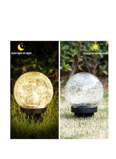 Y&D 2PCS Garden Solar Lights, Outdoor Globe Light, Clear Cracked Glass Ball, for Decor Decorations Pathway Patio Yard Lawn Backyard Ornament  - Image 3